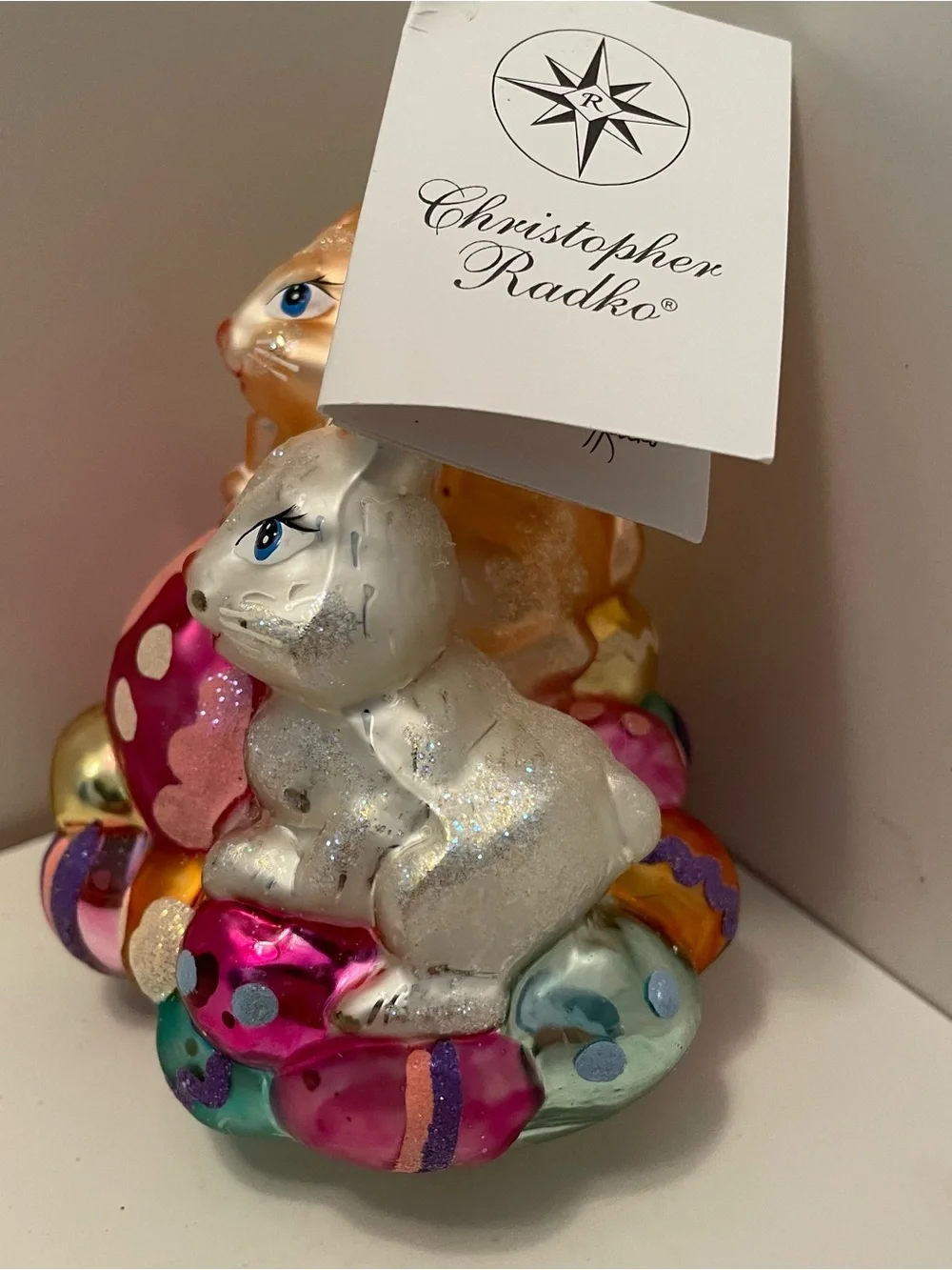 Christopher Radko Easter Ornament Jelly Bean Bunnies Rare Poland